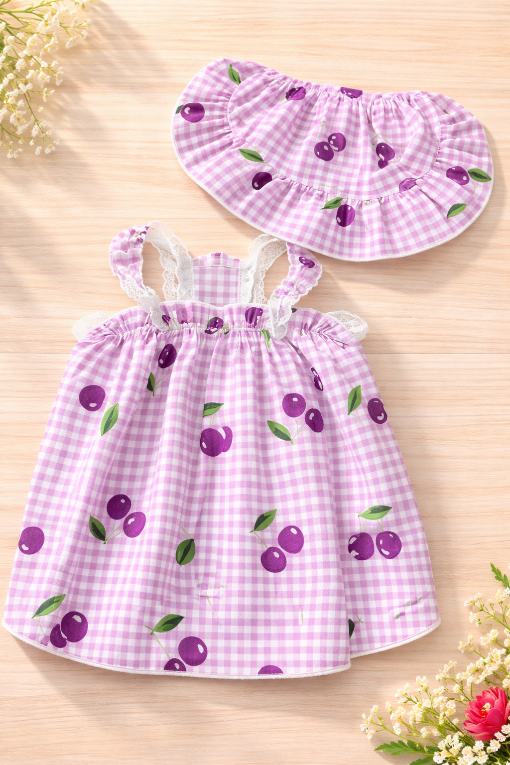 Purple Cherry Gingham - Because Why Not? - Plaid Pet Summer Outfit