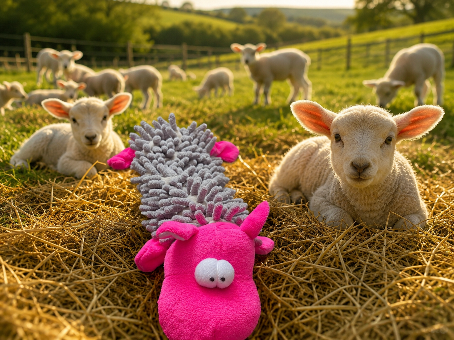 Funny Plush Lamb Dog Toy with Squeaker & Mop Body