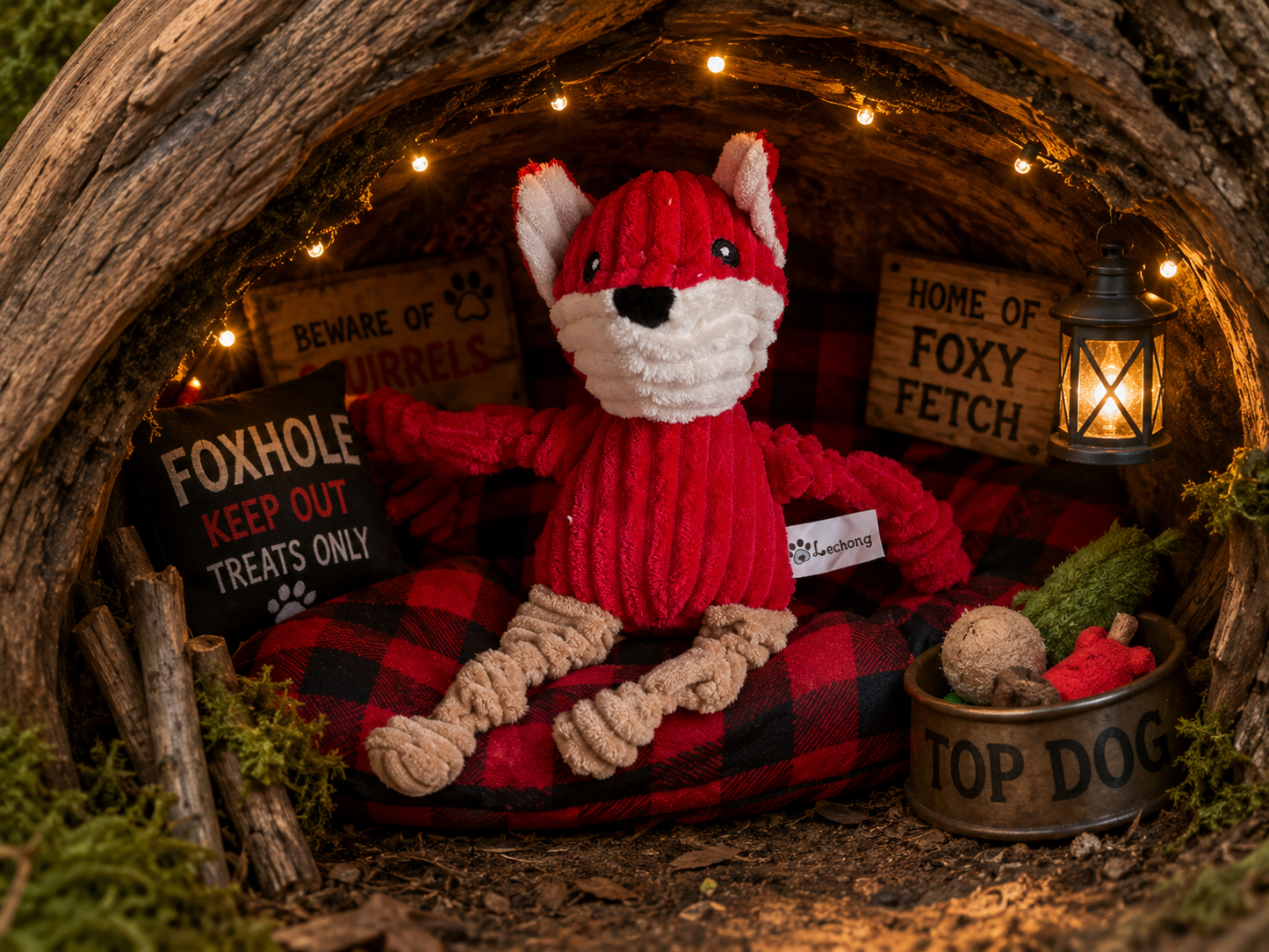 🦊 Foxy Fetch Plush Dog Toy