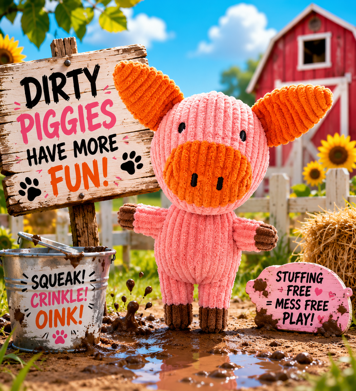Oink if You're Nasty Plush Squeaky Dog Toy