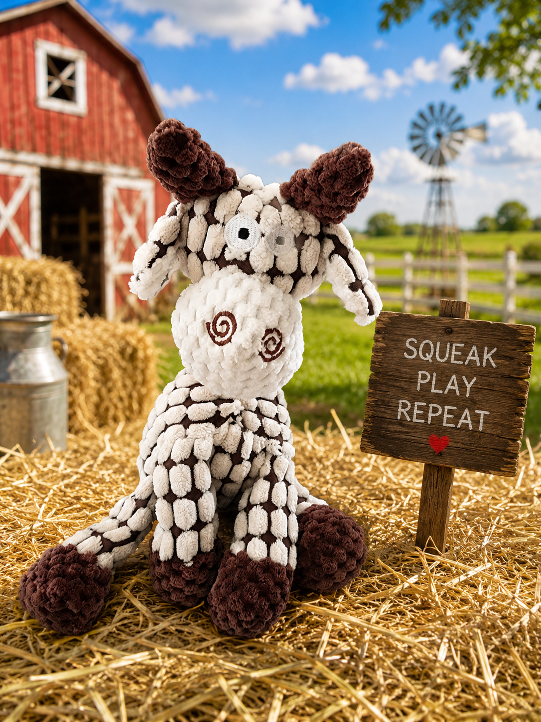Udderly Unhinged Plush Squeak Cow Dog Toy