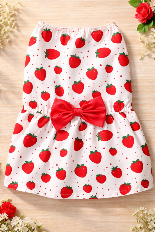 Sinfully Sweet Strawberry Pup Dress - Strawberry Print Pet Outfit