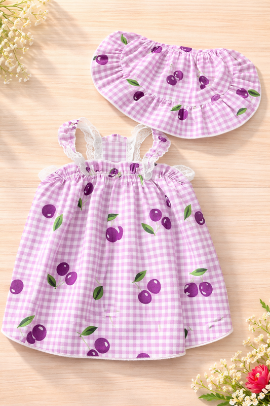 Purple Cherry Gingham - Because Why Not? - Plaid Pet Summer Outfit