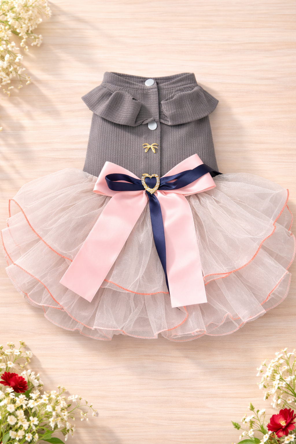 Pretty in Pink ... and Fully Aware of It Dress - Grey & Pink Tulle Pet Tutu Gown