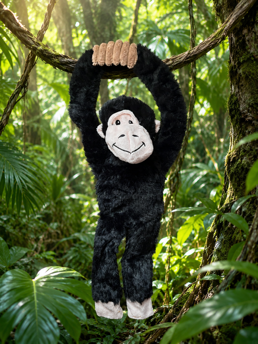 Hanging Monkey Plush Dog Toy with Stretchy Arms