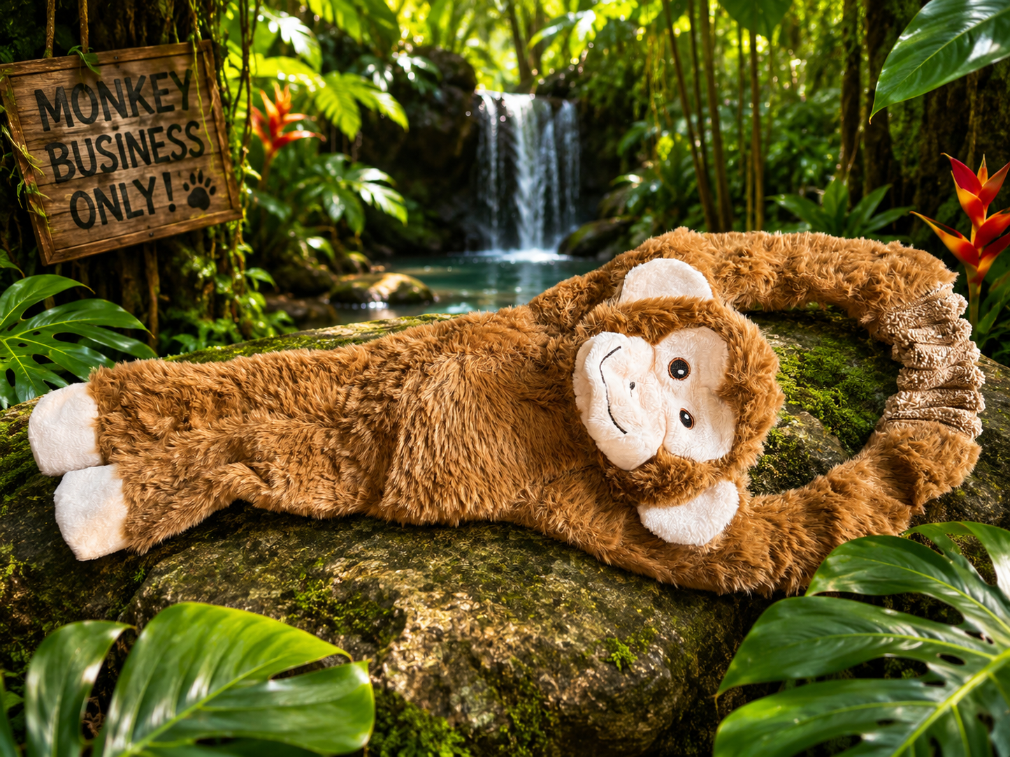 🐵 Monkey Business Plush Dog Toy