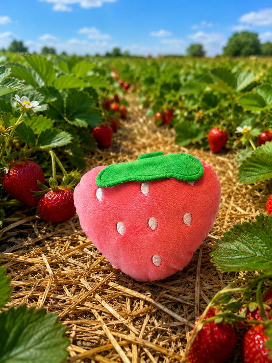 🍓 Berry Bad Decisions Strawberry Plush Dog Toy