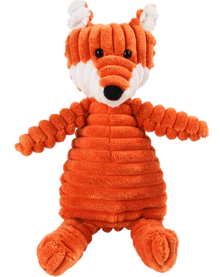 The Feral Fox Friend - Durable Corduroy Plush Dog Toy with Squeaker