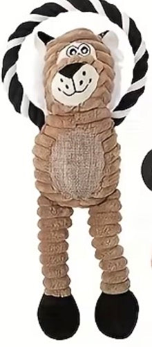 The Noose Corduroy Lion Rope Tug Dog Toy