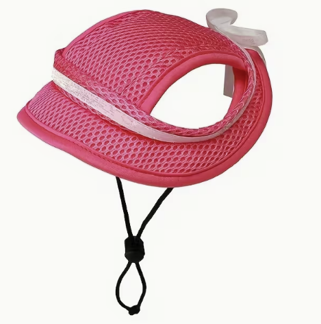 Pink Brunch-Babe Dog Bonnet - Hot Pink Sun Hat with White Trim & Bow