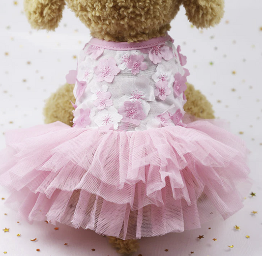 The Tutu & Attitude Gala Dress - Tulle & Floral Fancy Dog Dress